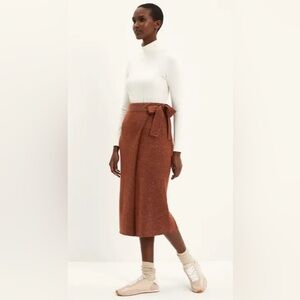 Frank And Oak Midi Sweater Wrap Skirt/Side Bow, Heathered Copper Color 🧡🎀